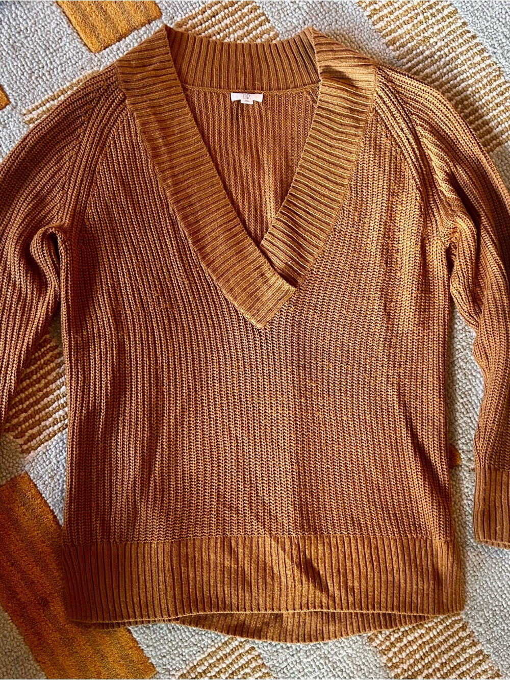 bp Women's V-Neck Sweater in Rust Brown